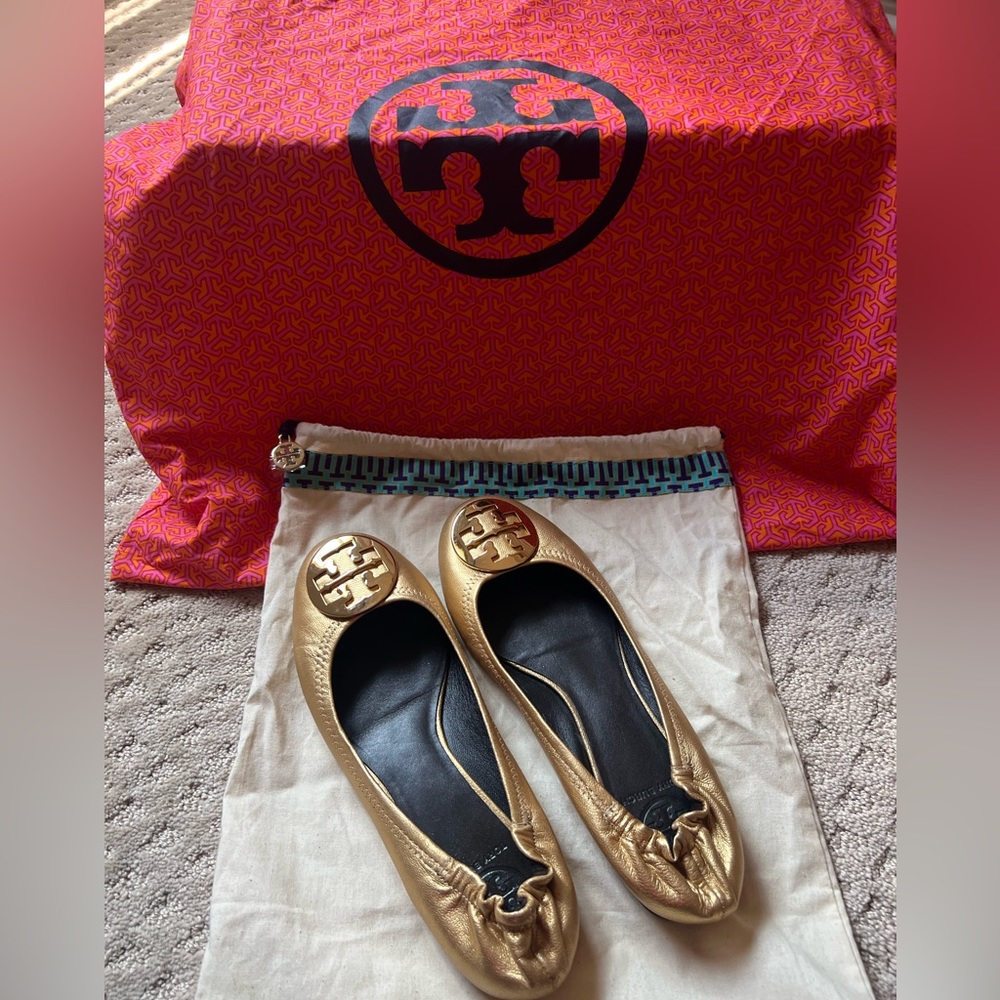 COPY - Tory Burch metallic gold leather ballet flat